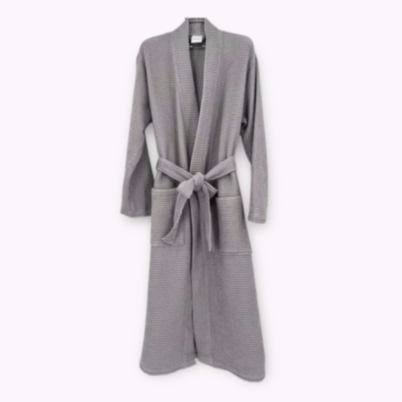 New! Quince Organic Turkish Waffle Robe Grey Sz L - Picture 1 of 6